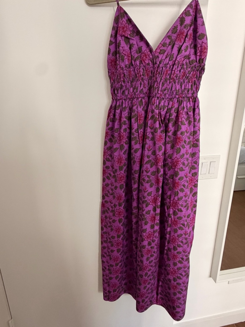 Smocked-waist V-neck dress in iris floral SS26 (retails: $178) - Picture 5 of 5